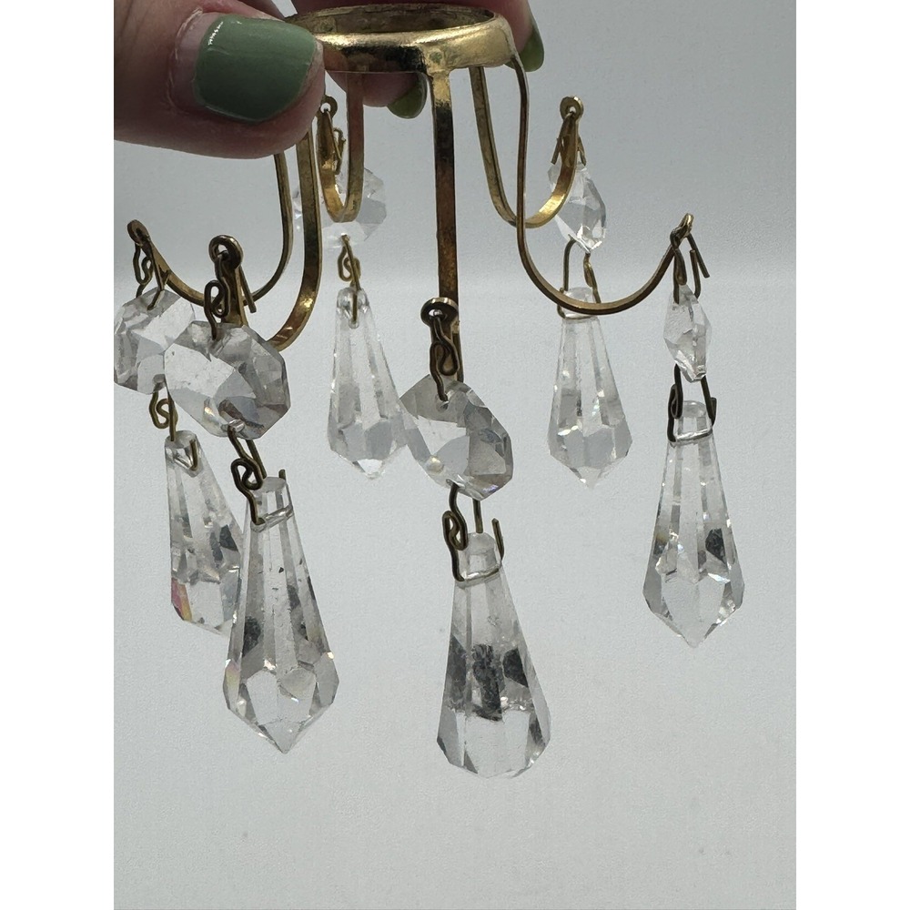 Dangling Taper prisms chandelier-style Candle Holder Decorations